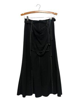 Beatrice Midi Skirt A Line Black Women's 4 Made In Italy Contrast Stitch Small